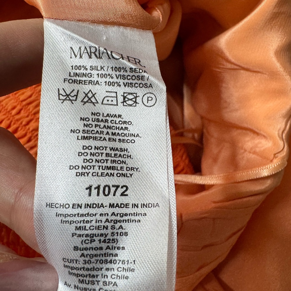 Maria Cher Alagon Toribia Tangerine Silk Ruched Maxi Dress XS - Picture 10 of 10